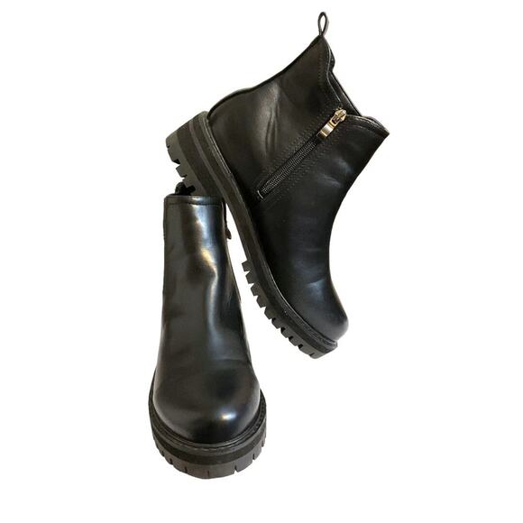 Shein Boots Women's Platform Sz 6.5M Black Ankle Side Zip Chunkly Rubber Sole - Picture 1 of 16